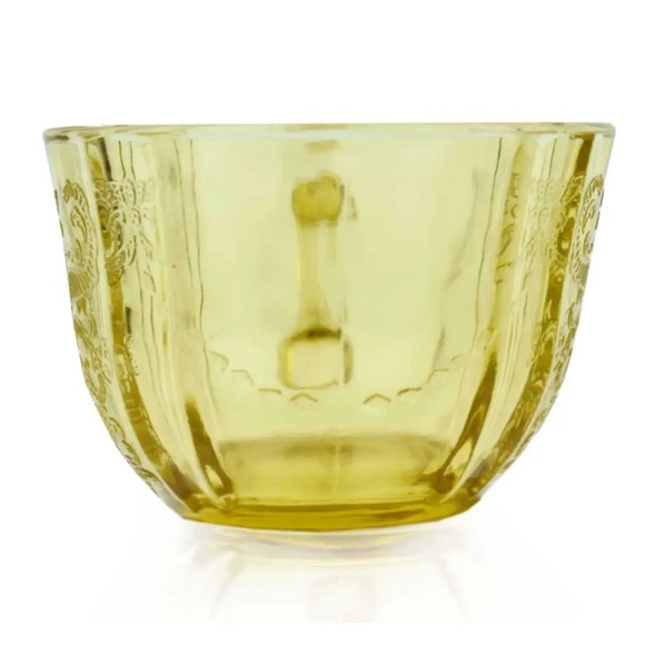 Depression Glass Vintage Tea Cups Sugar Bowl Set Madrid, Poinsettia Pink Yellow - Picture 6 of 10